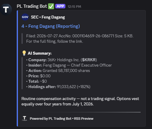 PL Trading Bot — AI-interpreted Form 4 card