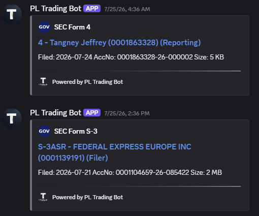 PL Trading Bot — SEC filing embed